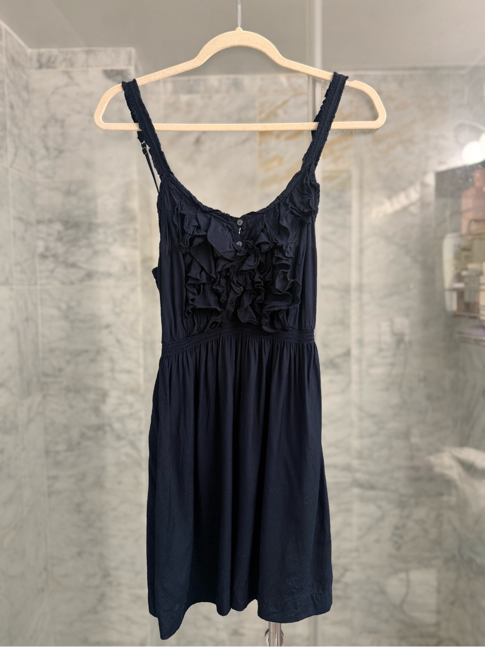 Vintage Y2K Abercrombie & Fitch 2000s Women’s Navy Ruffle Camisole Dress